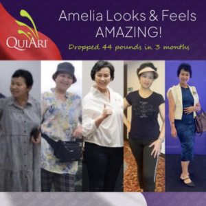 Before, during and after photos of an Indonesian woman's weight lose journey that led to life changing results